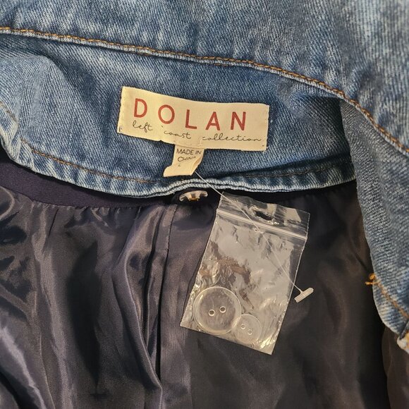 Dolan Double Breasted Navy Ponte Miller Blazer Removable Denim Dickey L NWOT - Picture 5 of 14
